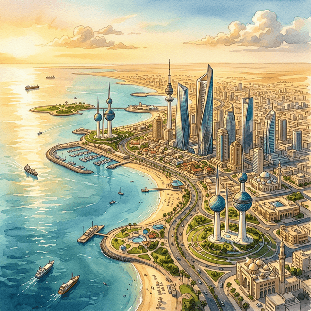 Aerial view of Kuwait City